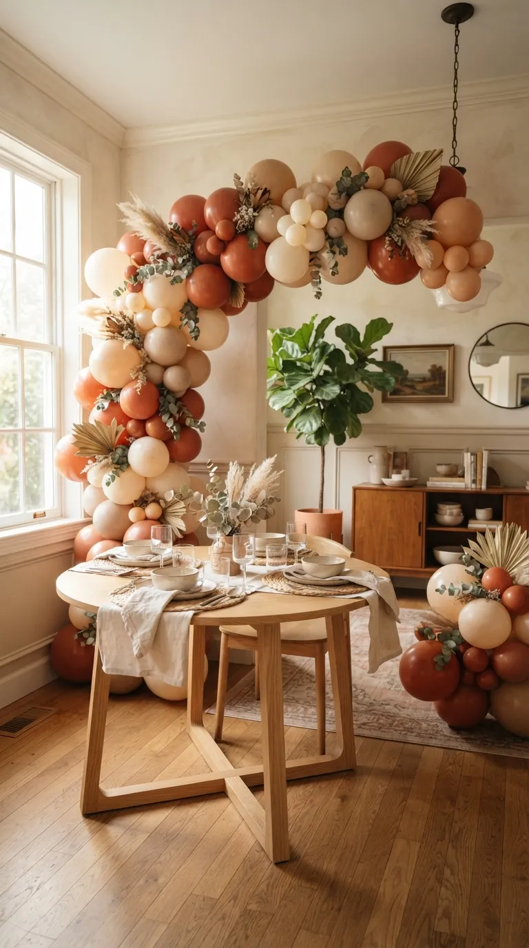 Indoor Balloon Decoration Terracotta and Cream Balloon Arch