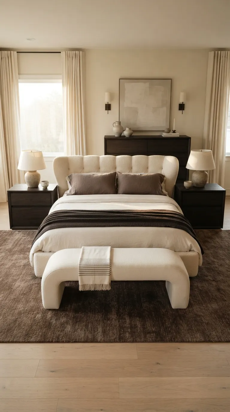 luxury bedroom color ideas Cream, Mocha, and Espresso Layers