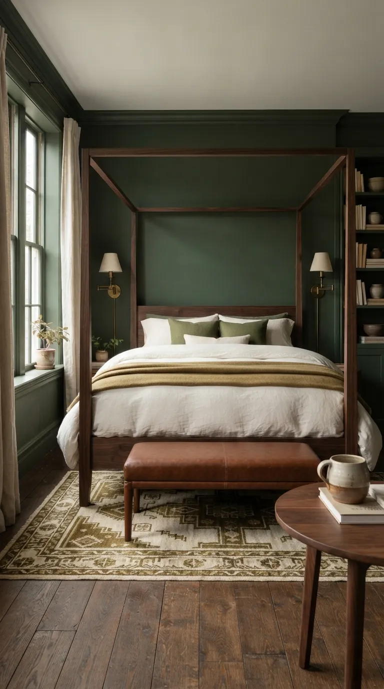 luxury bedroom color ideas Forest Green With Brass Accents