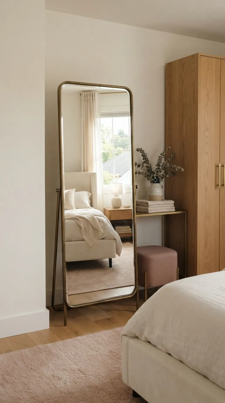 luxury bedroom decor ideas for a feminine aesthetic Add a Freestanding Dressing Mirror