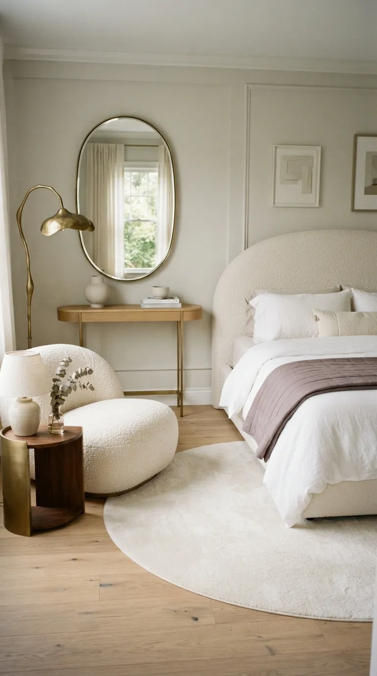 luxury bedroom decor ideas for a feminine aesthetic Add Curved Furniture for Softness