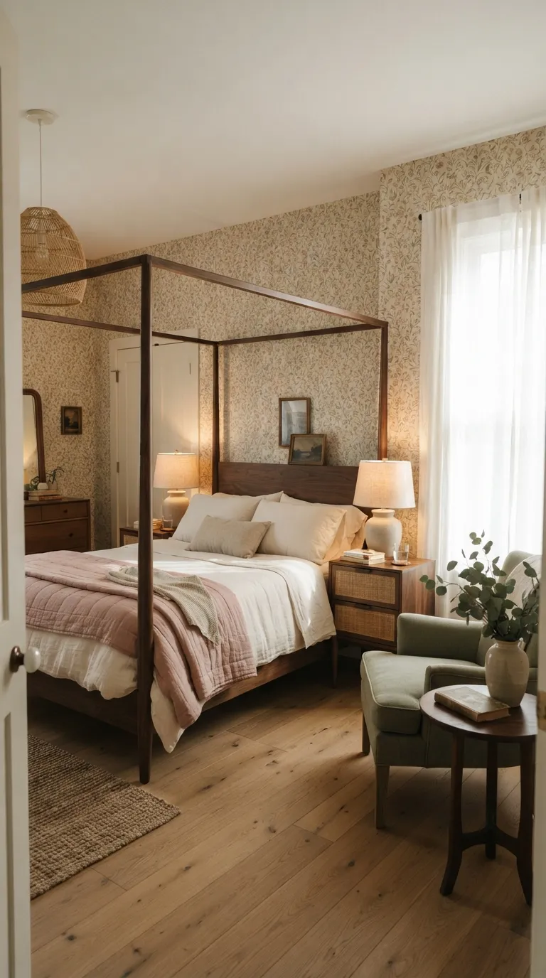 luxury bedroom decor ideas for a feminine aesthetic Introduce Floral Wallpaper