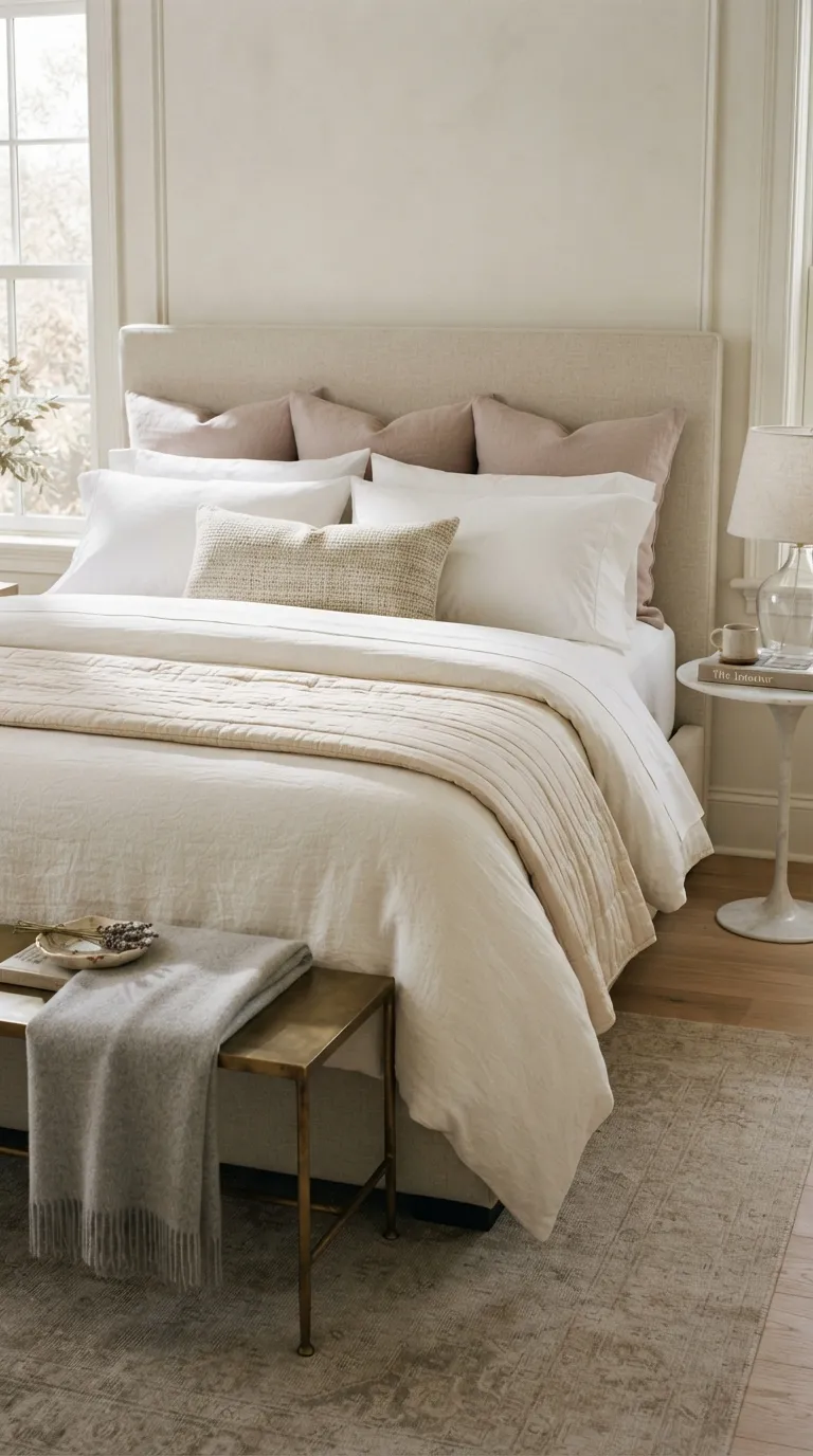 luxury bedroom decor ideas for a feminine aesthetic Style the Bed With Luxe Layered Bedding
