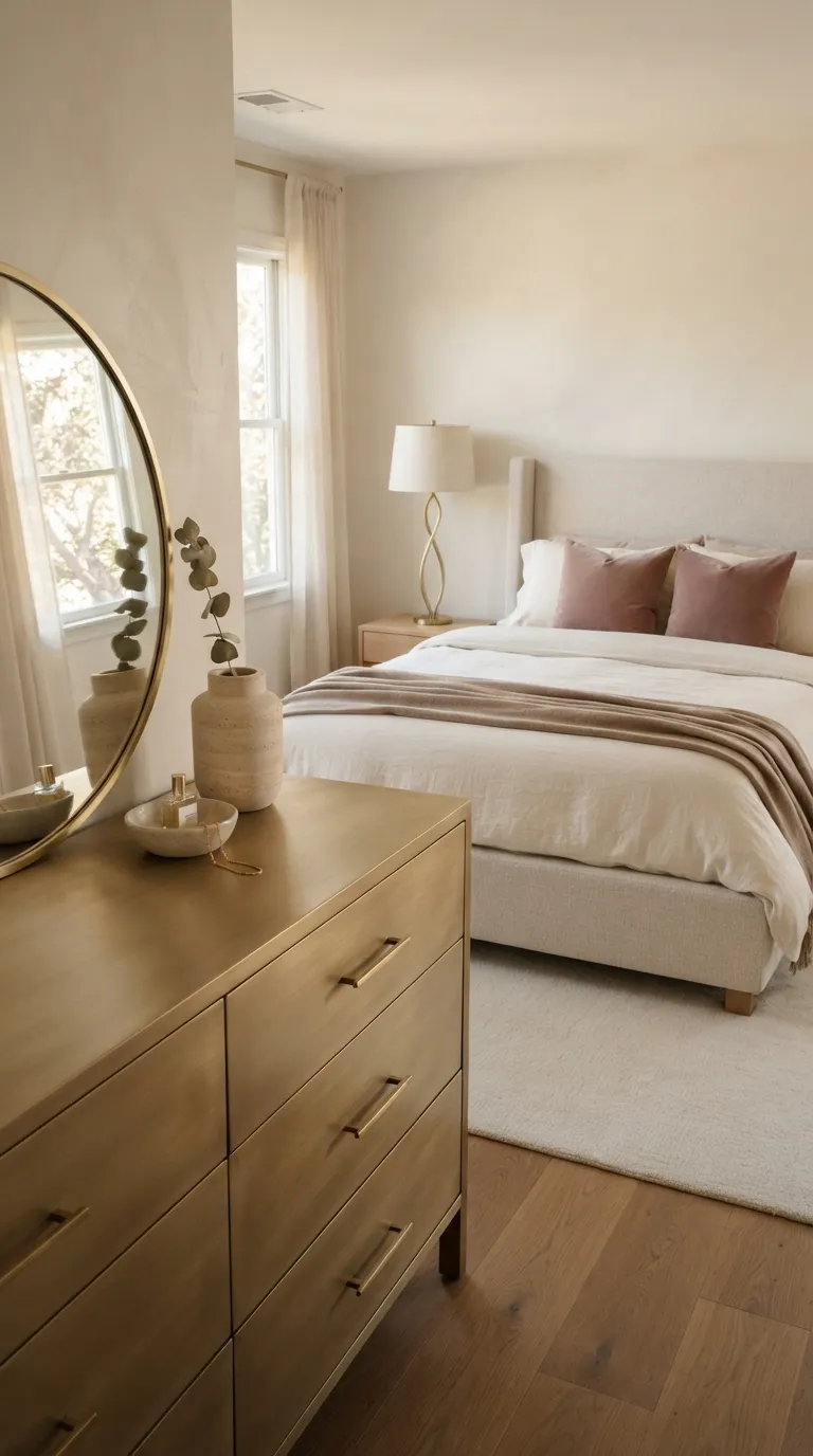 luxury bedroom decor ideas for a feminine aesthetic Style With Soft Metallic Details