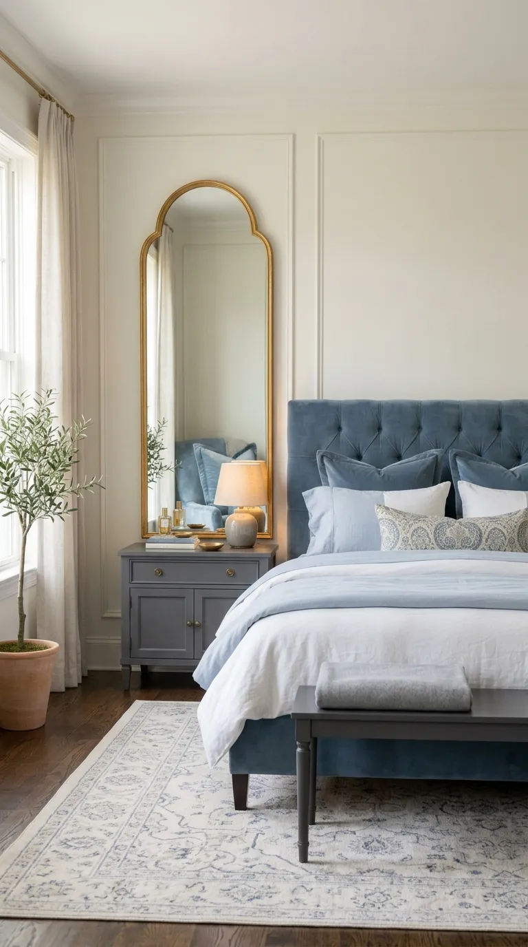luxury bedroom ideas with gold accents Add Gold-Framed Mirrors for More Light