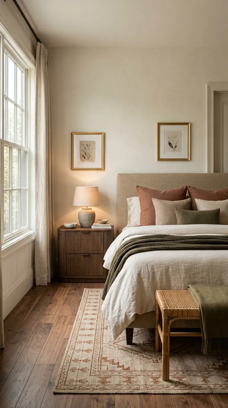 luxury bedroom ideas with gold accents Choose Gold-Framed Bedside Artwork