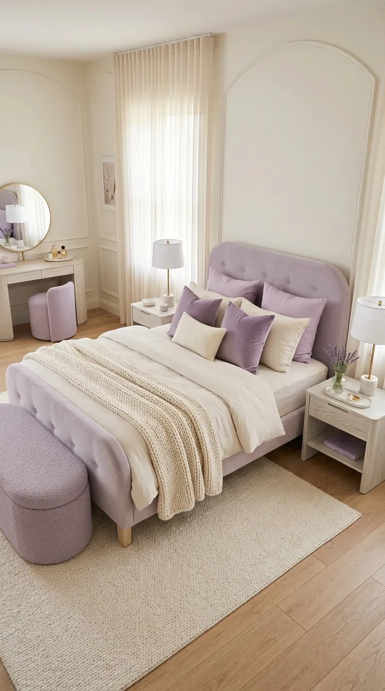 luxury bedroom ideas with gold accents Pair Gold With Soft Lavender