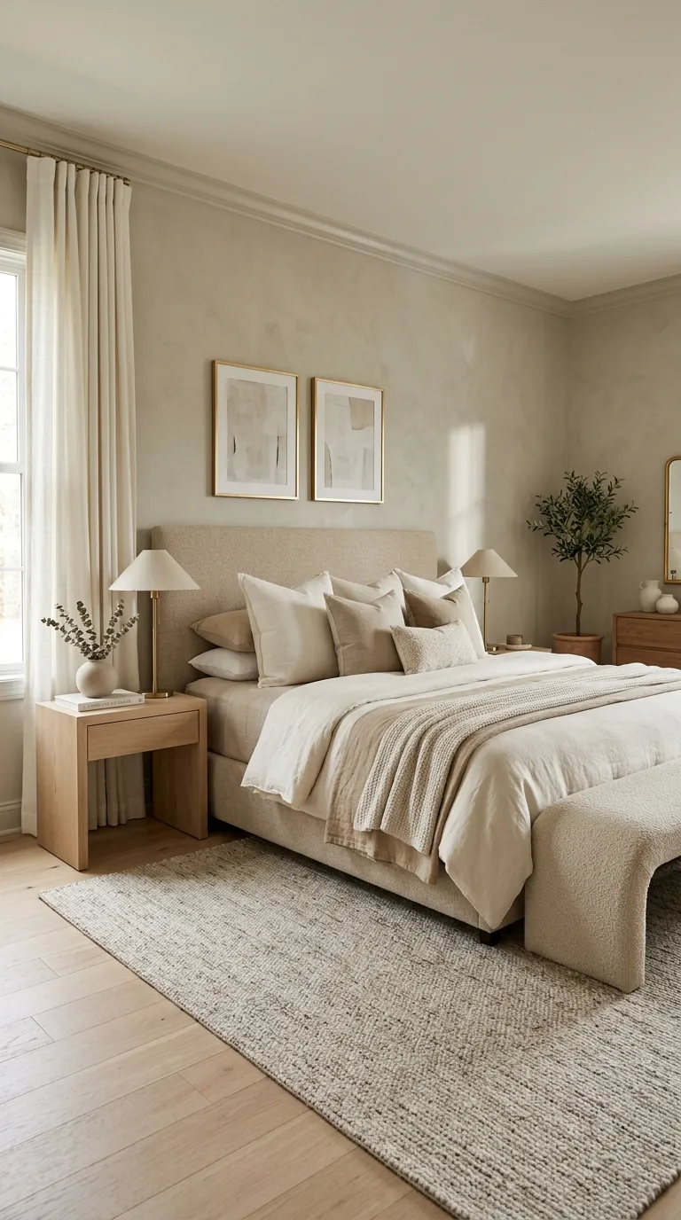 luxury bedroom ideas with gold accents Pair Soft Neutrals With Brushed Gold