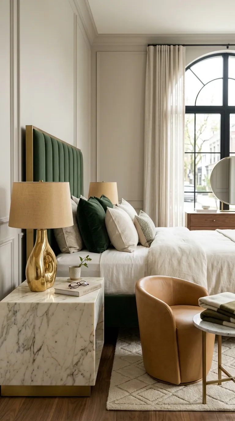 luxury bedroom ideas with gold accents Use Gold and Marble for a Boutique Feel