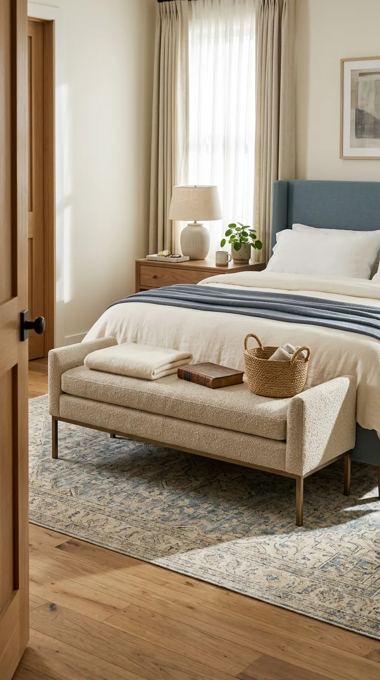 luxury hotel style bedroom decor ideas Add a Tailored Bedroom Bench