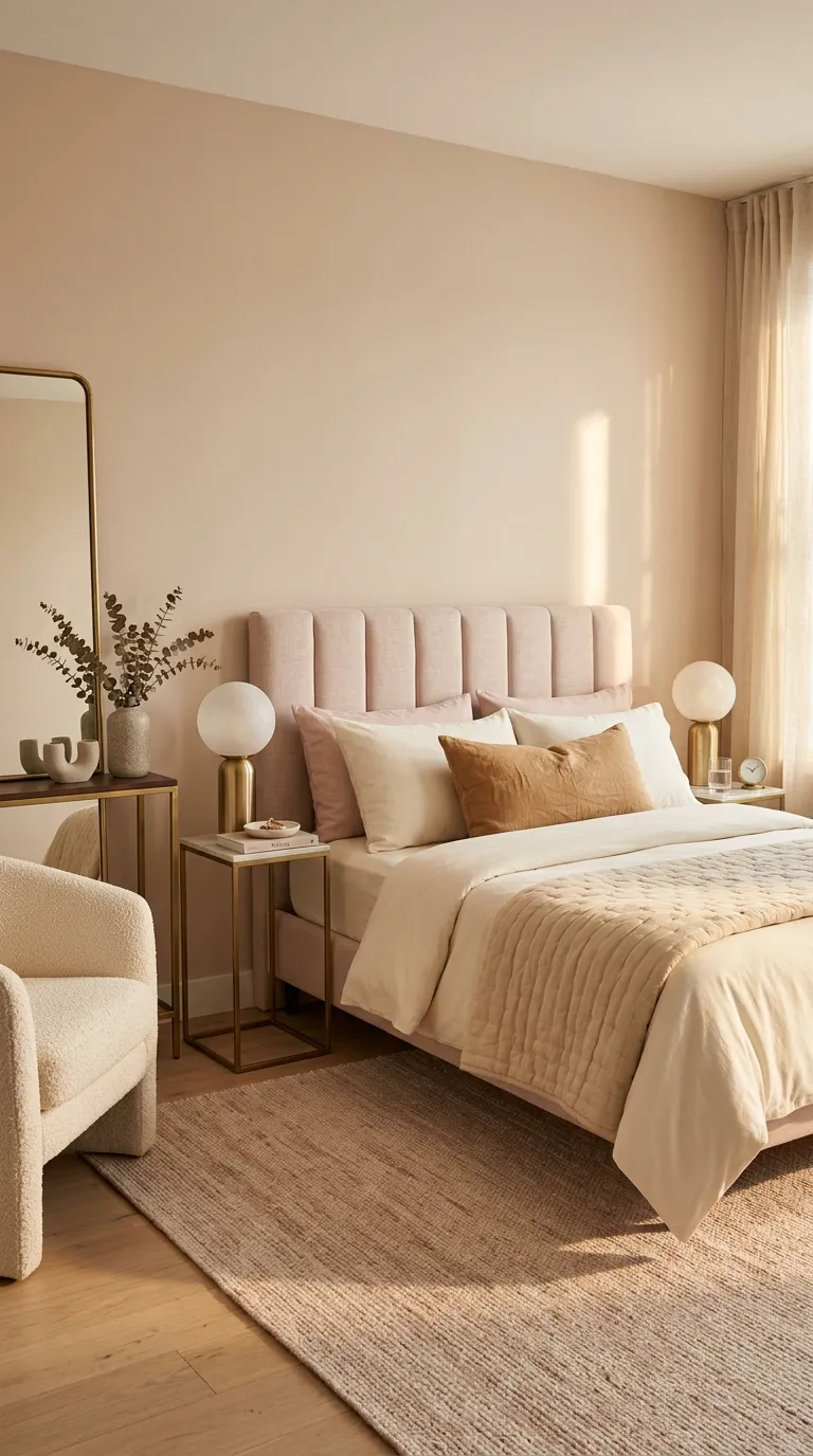 luxury hotel style bedroom decor ideas Bring in Warm Brass Details