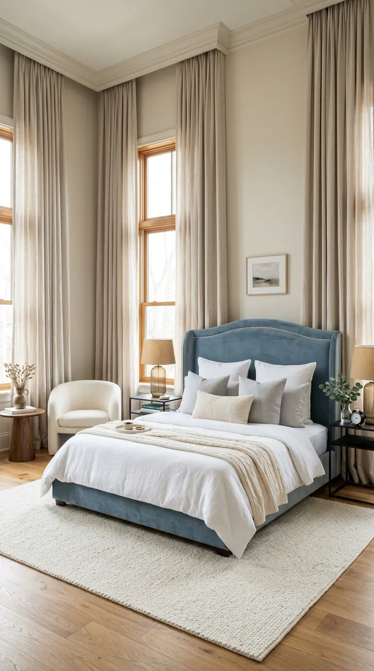 luxury hotel style bedroom decor ideas Dress Windows With Full-Length Drapes