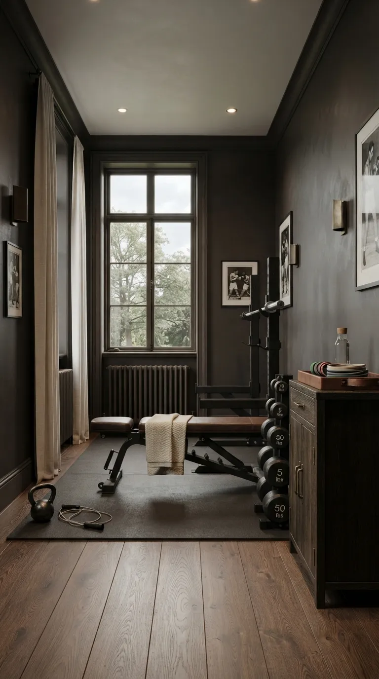 luxury modern home gym ideas Build a Moody Charcoal Workout Room