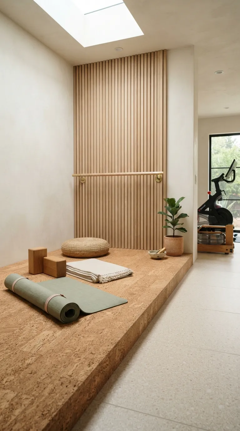 luxury modern home gym ideas Install a Built-In Stretching and Yoga Zone