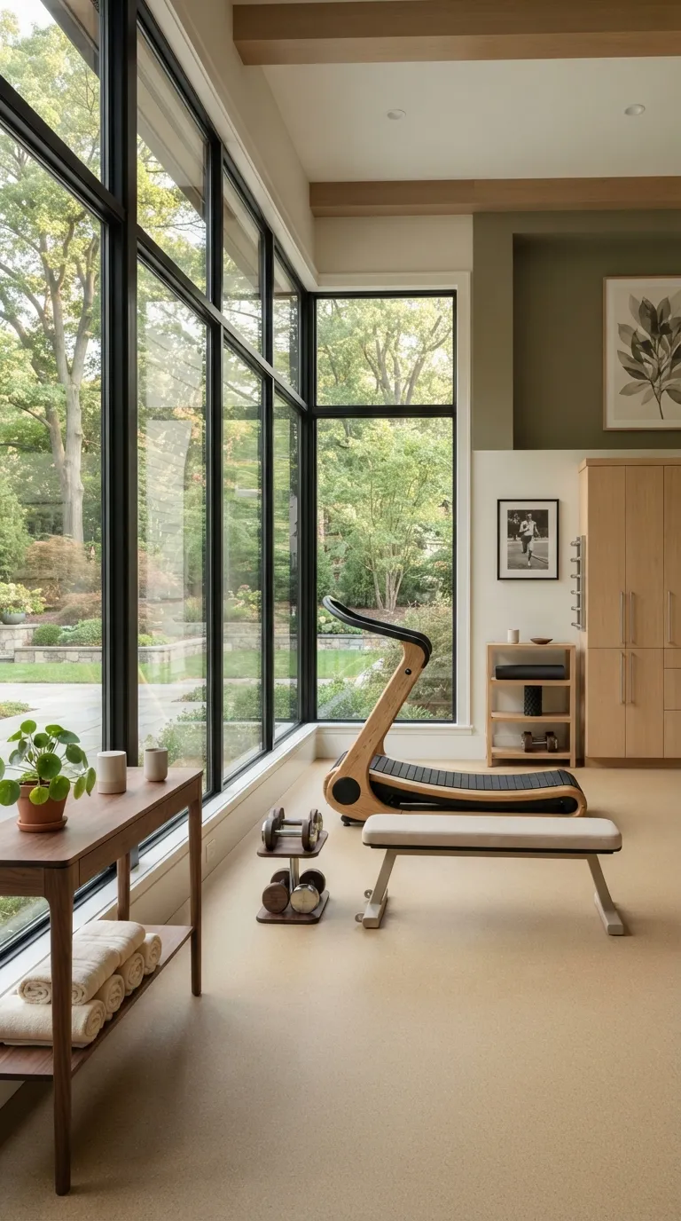 luxury modern home gym ideas Use Floor-to-Ceiling Windows for an Open Feel