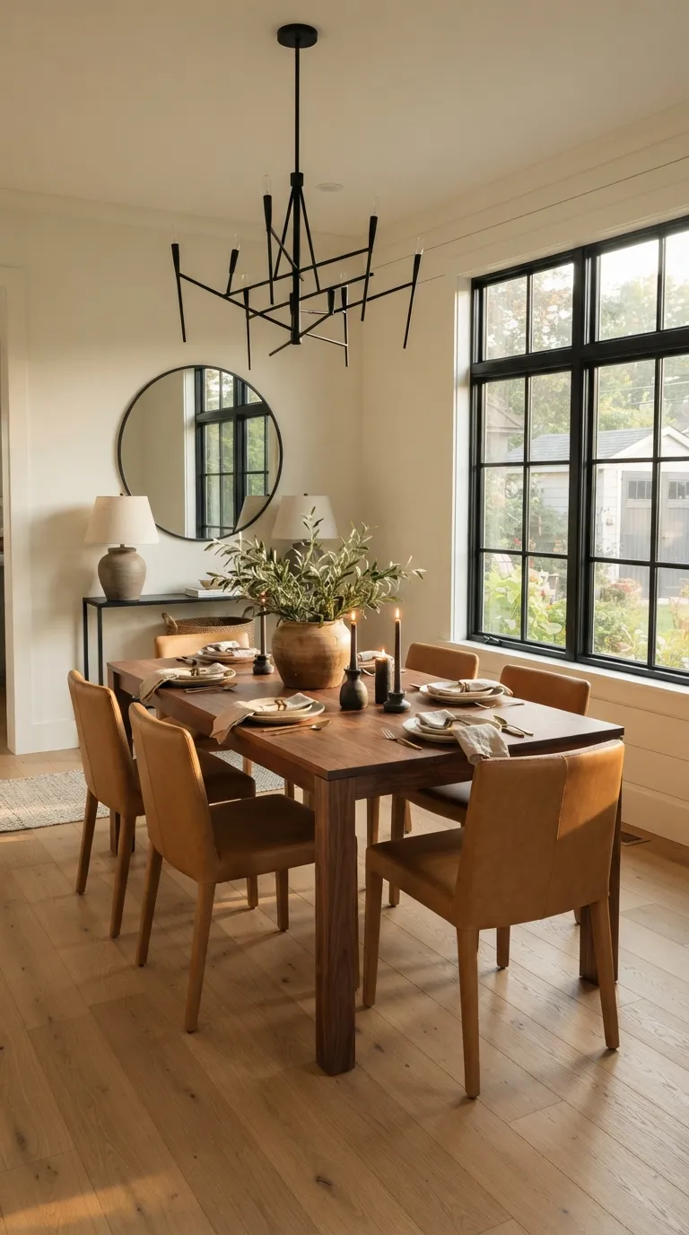 modern farmhouse dining room decor Black Metal Accents