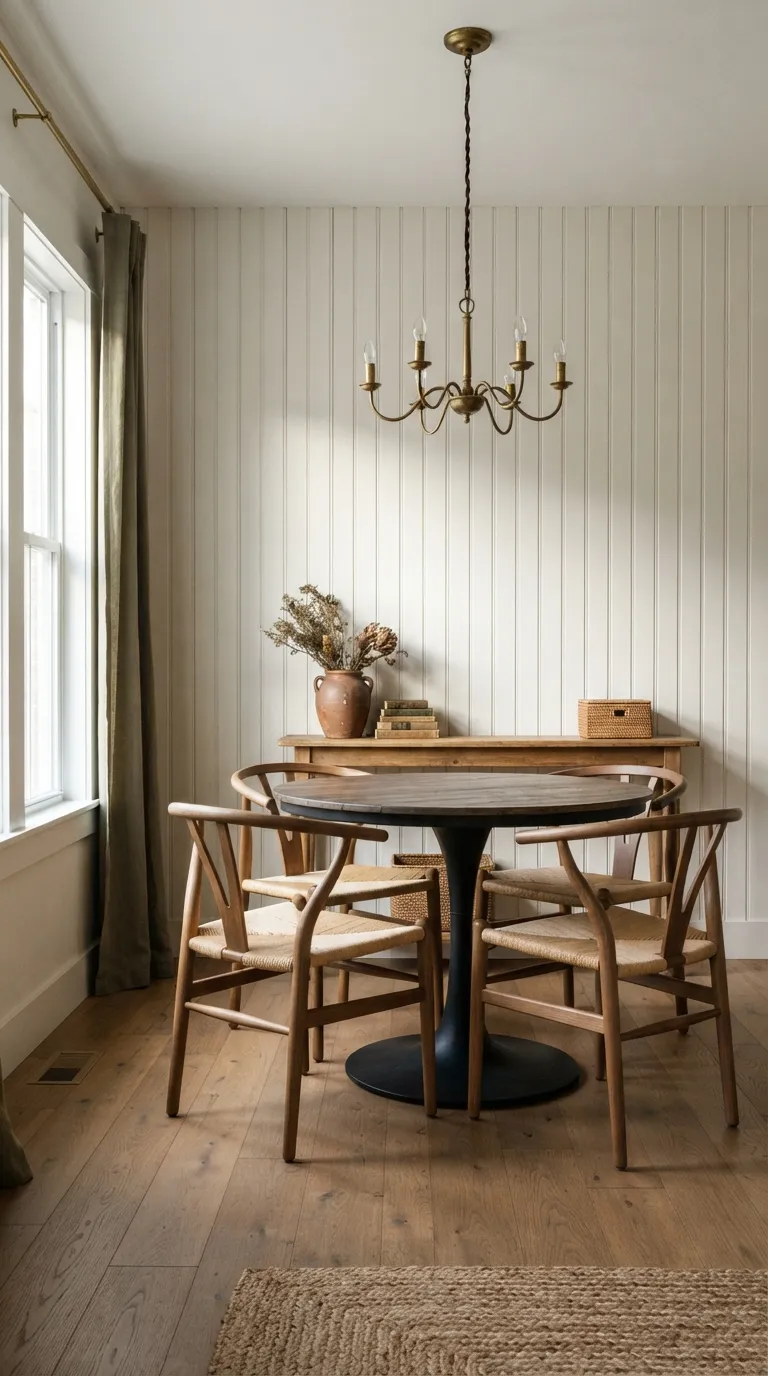 modern farmhouse dining room decor Rustic Beadboard Walls