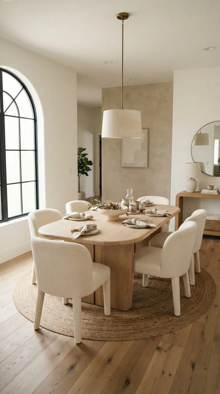 modern farmhouse dining room decor White Oak and Cream