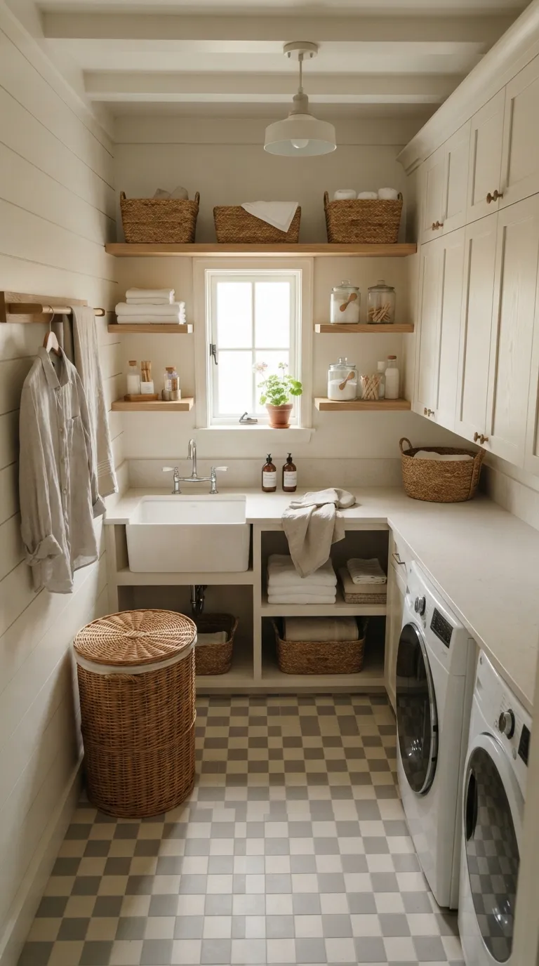 modern farmhouse home design trends Farmhouse Laundry Rooms With Smart Storage