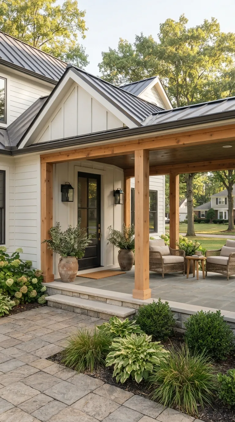 modern farmhouse home design trends Modern Farmhouse Porches With Simple Curb Appeal