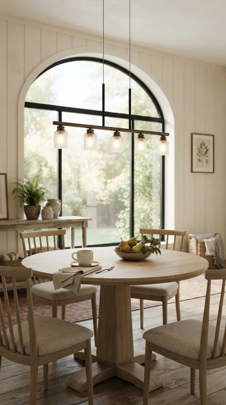 modern farmhouse home design trends Vintage-Inspired Lighting With Modern Lines