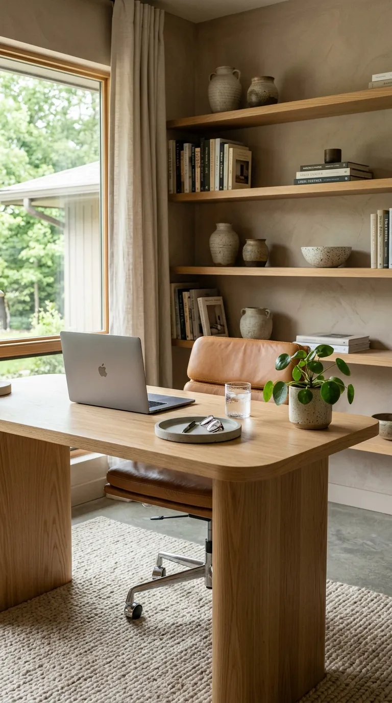 modern feng shui home office ideas Choose a Streamlined Wooden Desk
