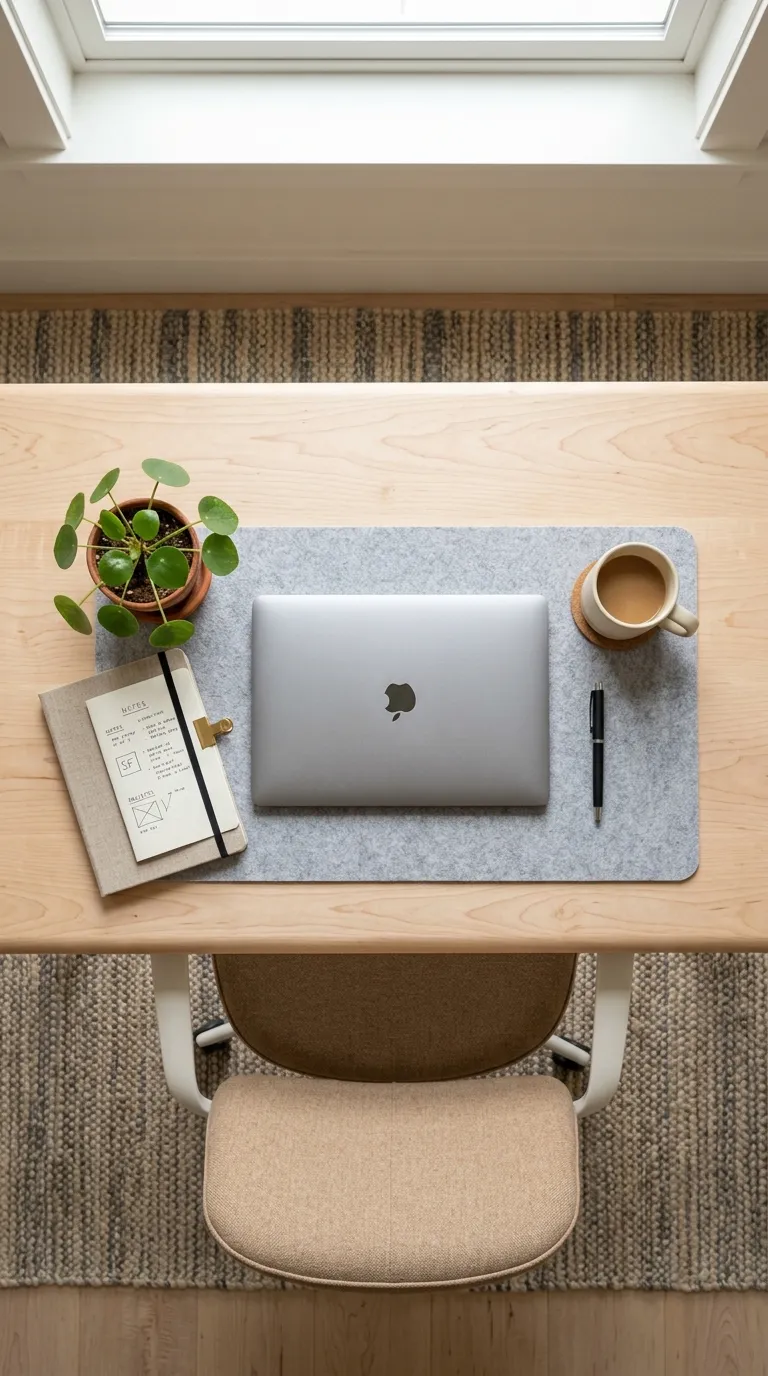 modern feng shui home office ideas Keep the Desk Surface Light and Intentional