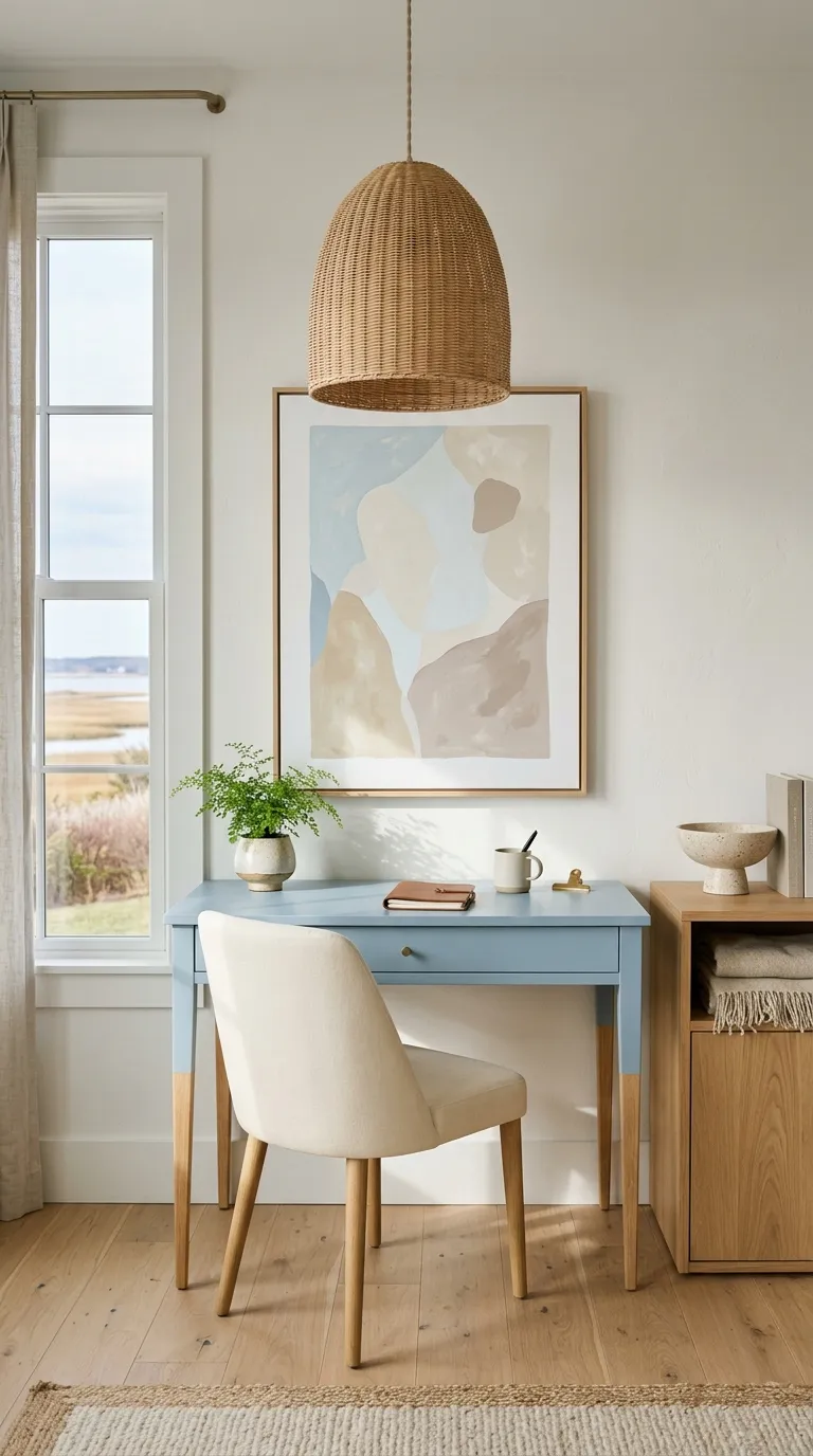 modern feng shui home office ideas Use a Soft Blue Accent