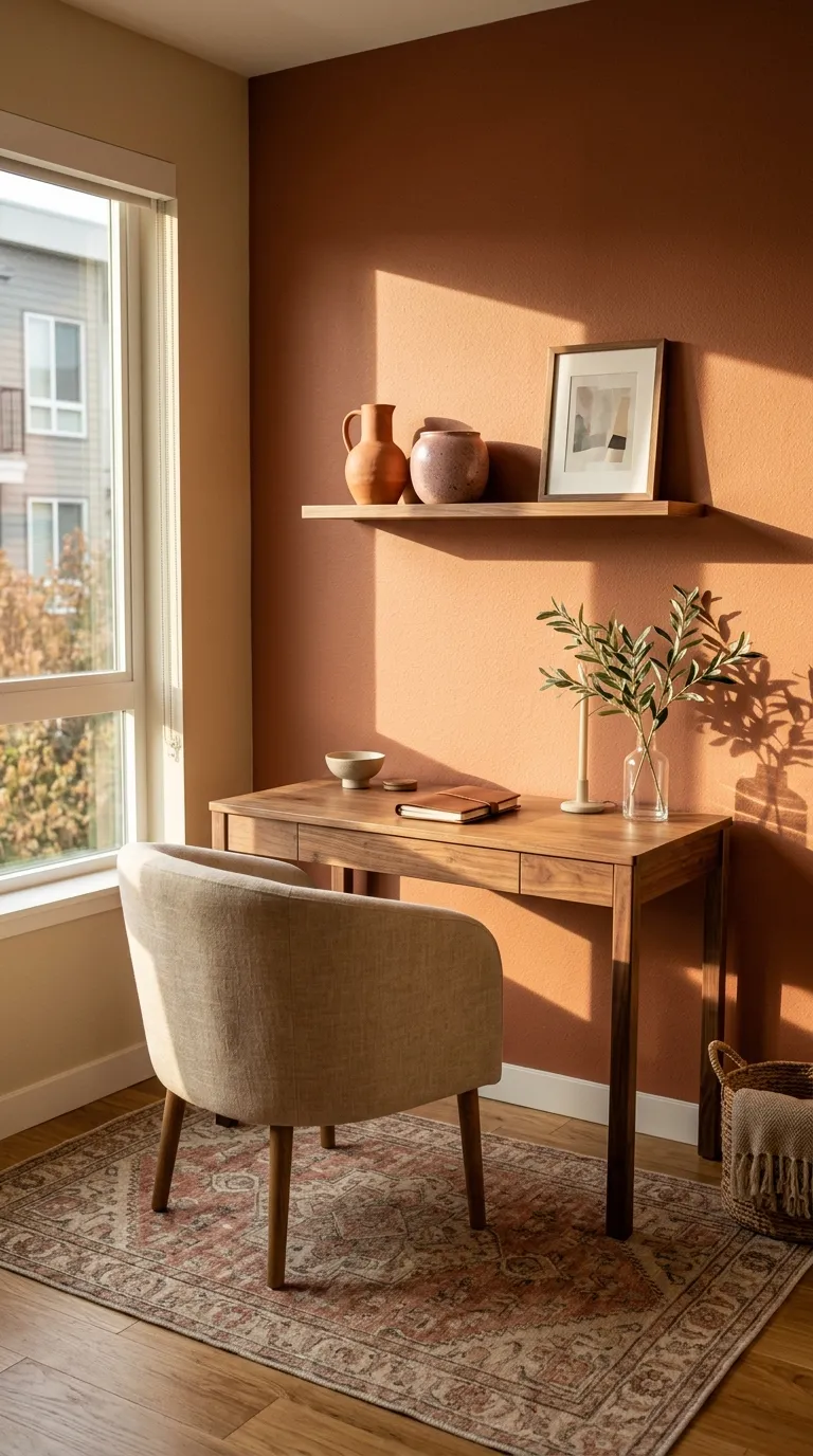 modern feng shui home office ideas Use Earthy Colors for a Calmer Desk