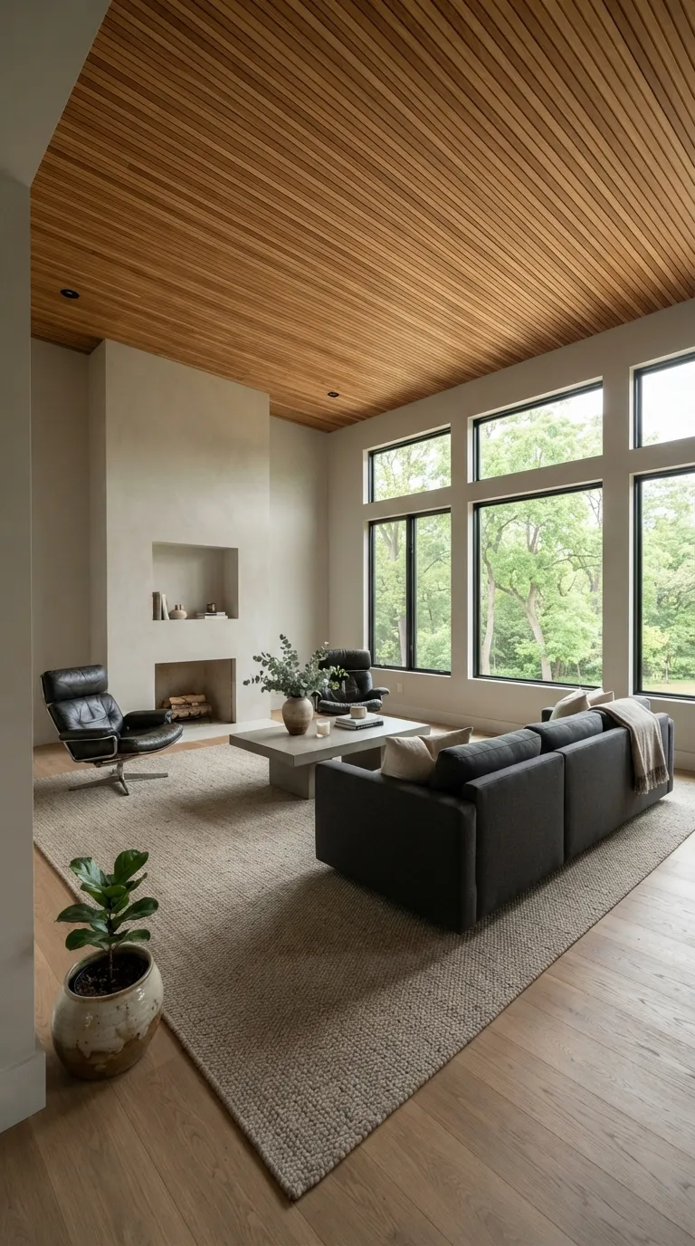 modern home design trends for 2026 Wood Ceilings Add Warmth Overhead
