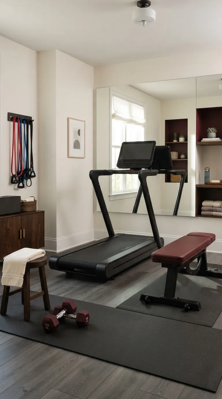 modern home gym color ideas Burgundy Accent Details