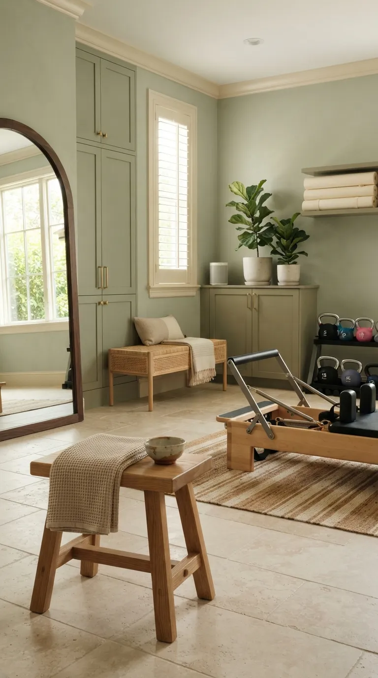modern home gym color ideas Forest Green Feature Wall