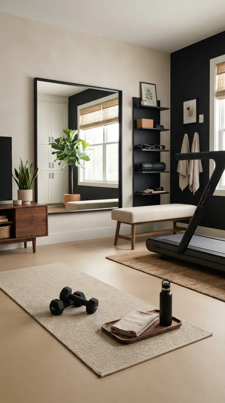 modern home gym color ideas Olive and Matte Black