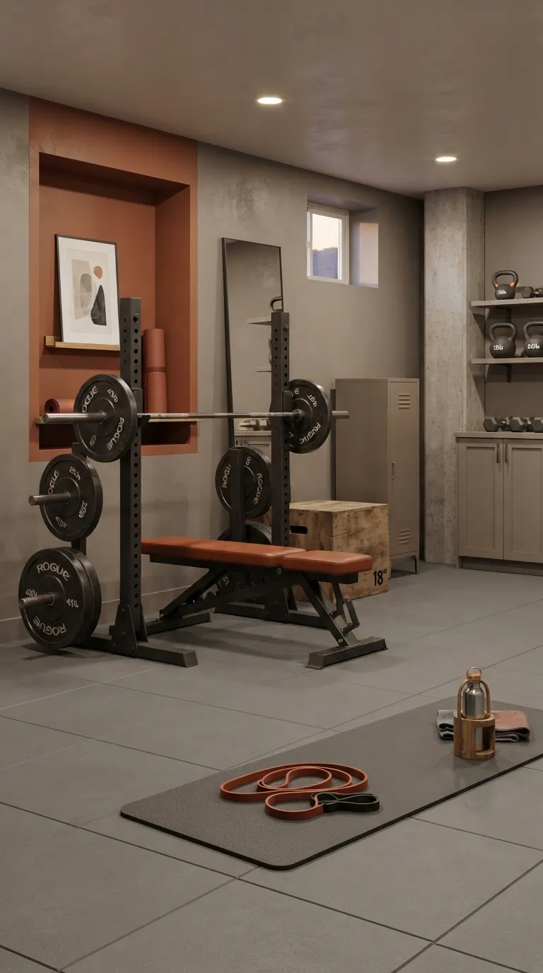 modern home gym color ideas Rust and Warm Gray