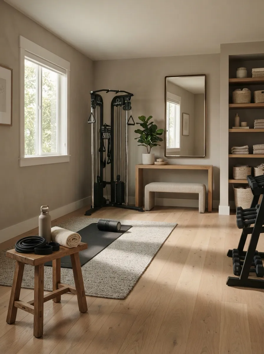 modern home gym color ideas Warm Greige Balance