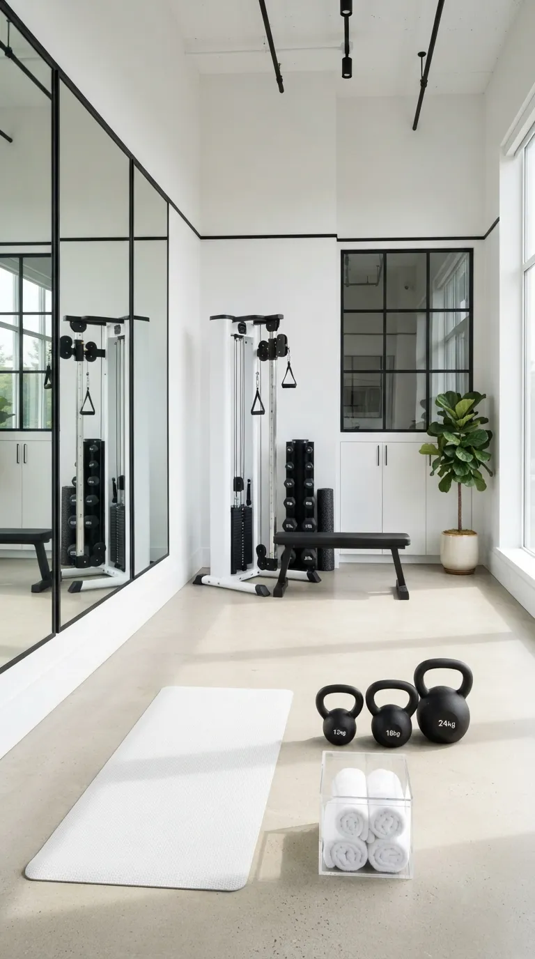 modern home gym color ideas White With Black Lines