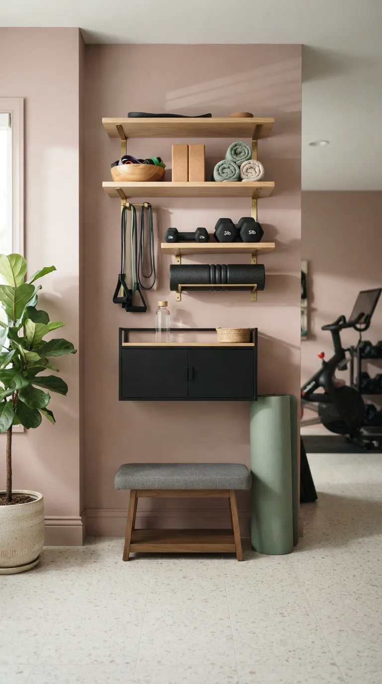 modern home gym ideas for beginners Floating Wall Storage