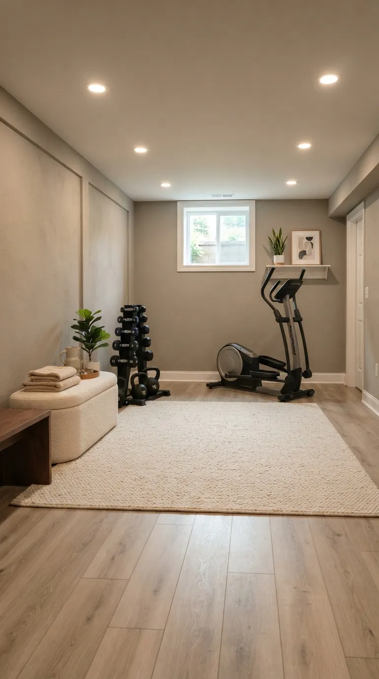 modern home gym ideas for beginners Neutral Basement Fitness Room