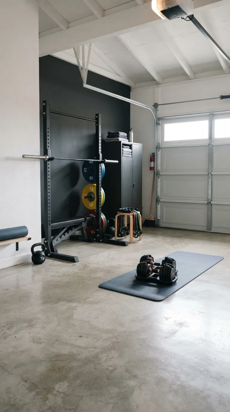 modern home gym ideas for beginners Small Garage Gym Layout