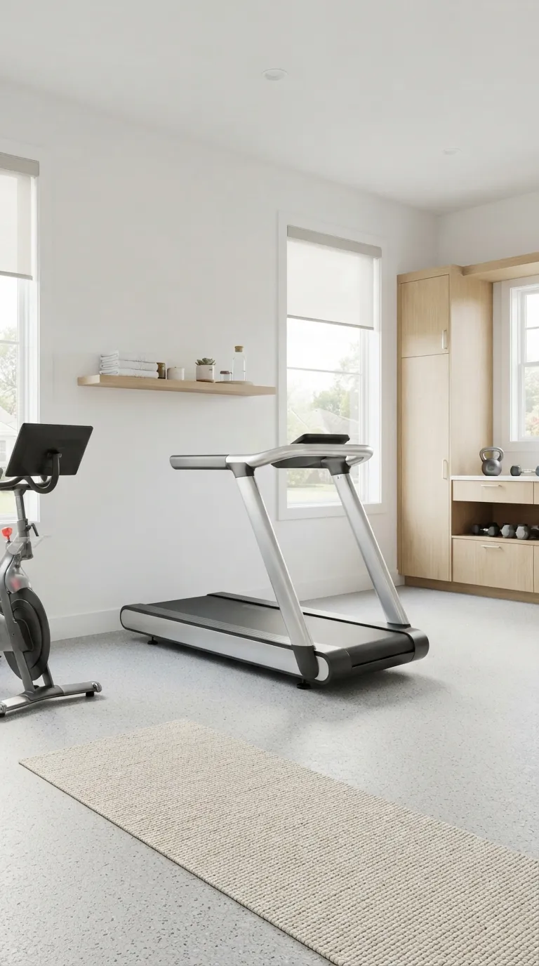 modern home gym ideas for garages Bright White Garage Gym