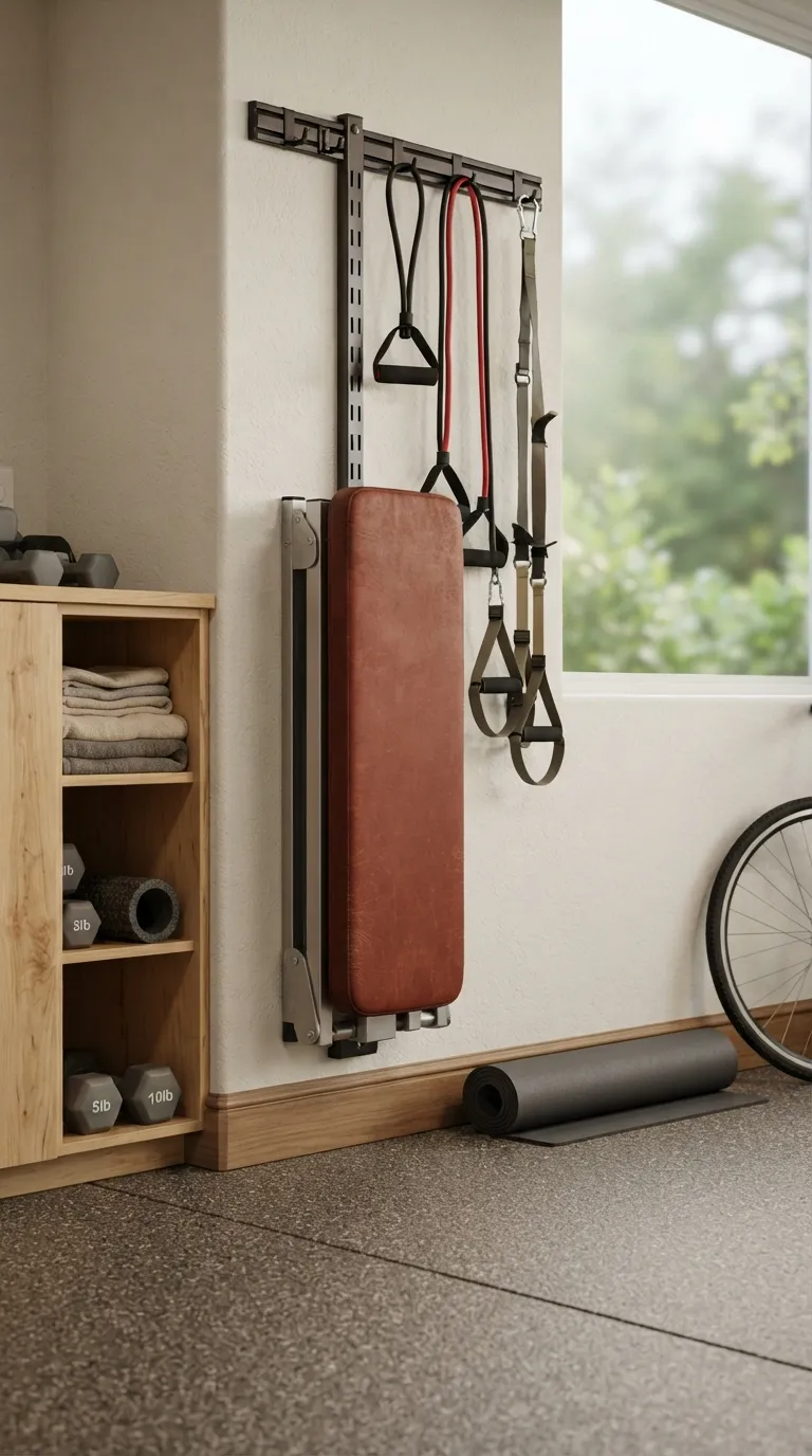 modern home gym ideas for garages Fold-Away Training Bench