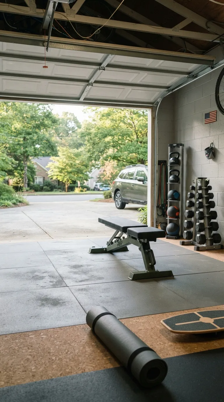 modern home gym ideas for garages Garage Door Workout Zone