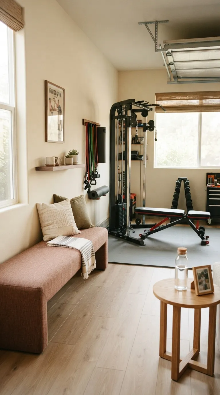 modern home gym ideas for garages Garage Gym With Lounge Bench