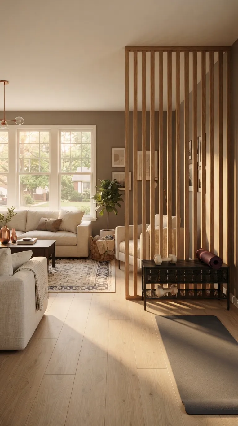 modern home gym ideas for small spaces Add a Small Fitness Zone With a Room Divider