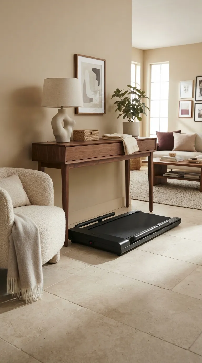 modern home gym ideas for small spaces Fit a Compact Treadmill Under Furniture