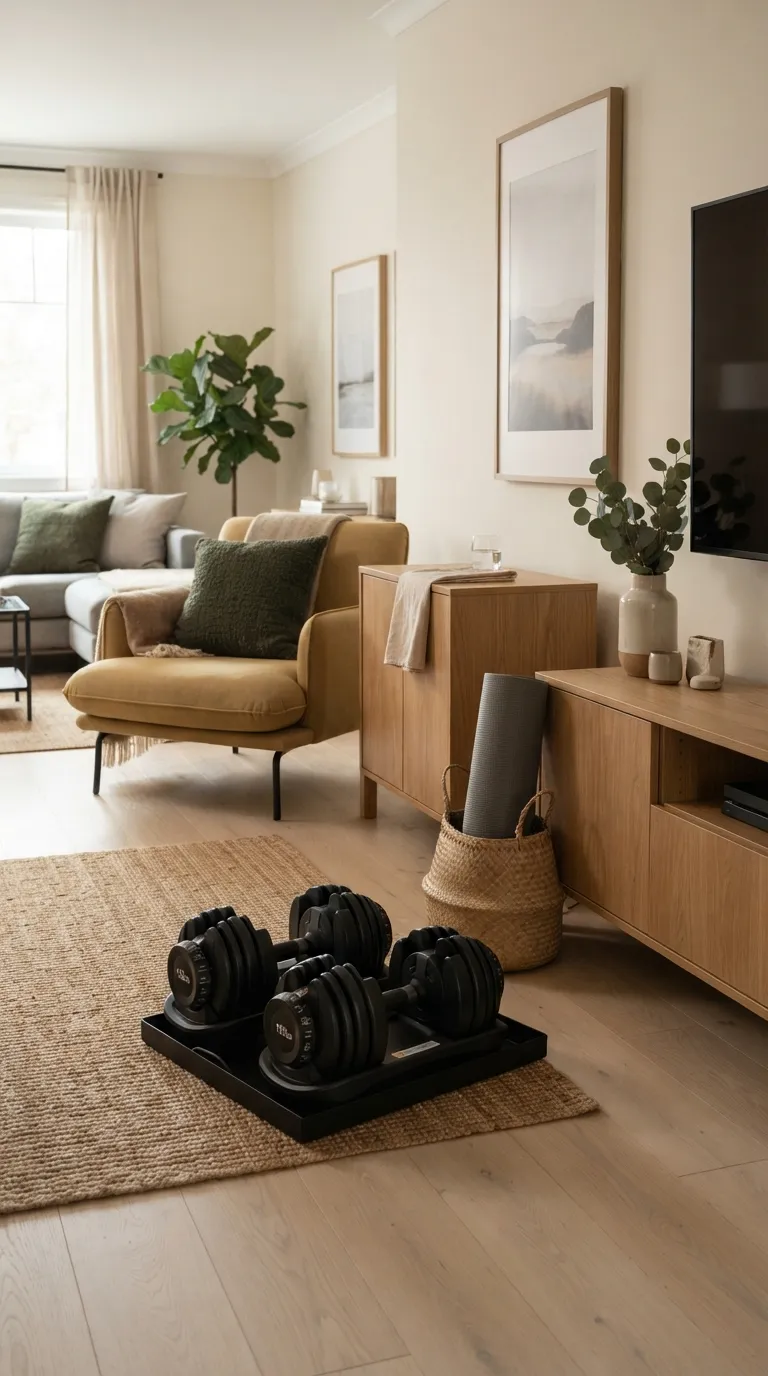 modern home gym ideas for small spaces Make a Small Gym With Adjustable Weights