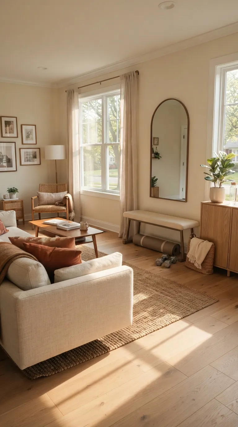 modern home gym ideas for small spaces Turn an Empty Living Room Corner Into a Gym Zone