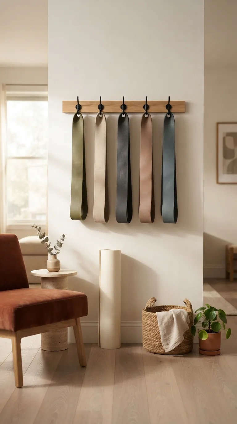 modern home gym ideas for small spaces Use a Narrow Wall for Resistance Bands