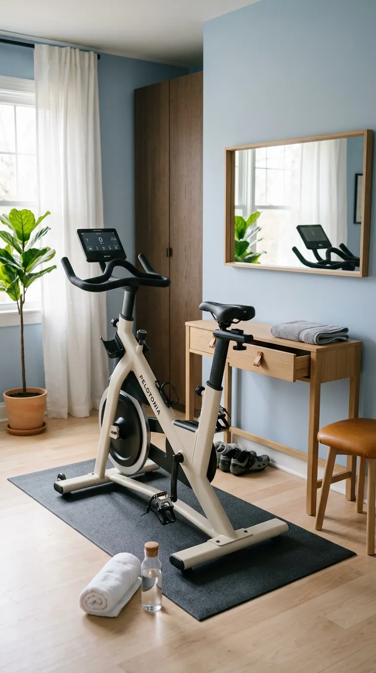 modern home gym ideas for spare rooms Compact Bike Training Area