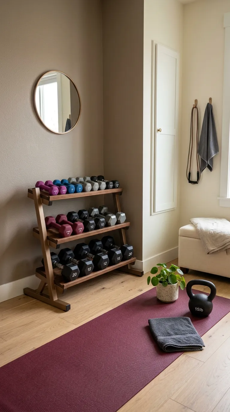 modern home gym ideas for spare rooms Corner Dumbbell Setup